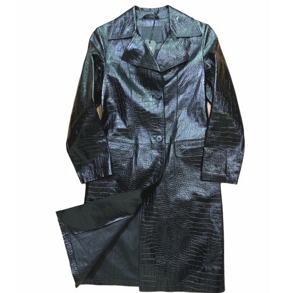 SOLD NEW AllSaints Coat Black The Ali Mac Leather Coat Size 2 - Picture 6 of 11